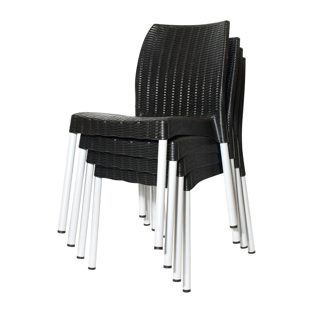Bolero Elements Polypropylene Rattan Side Chairs Black (4 Pack)