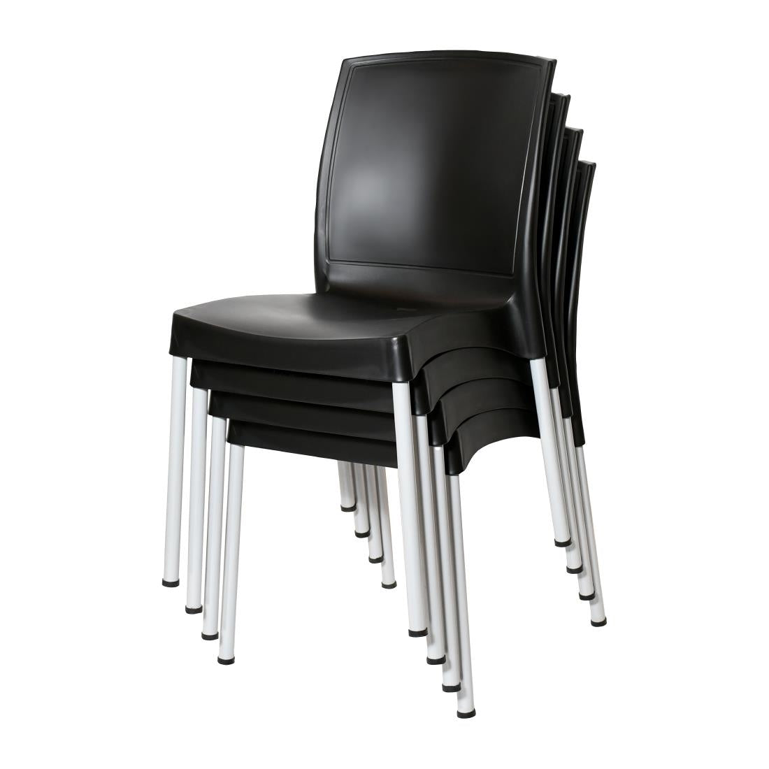 Bolero Elements Polypropylene Plain Side Chairs Black (4 Pack)
