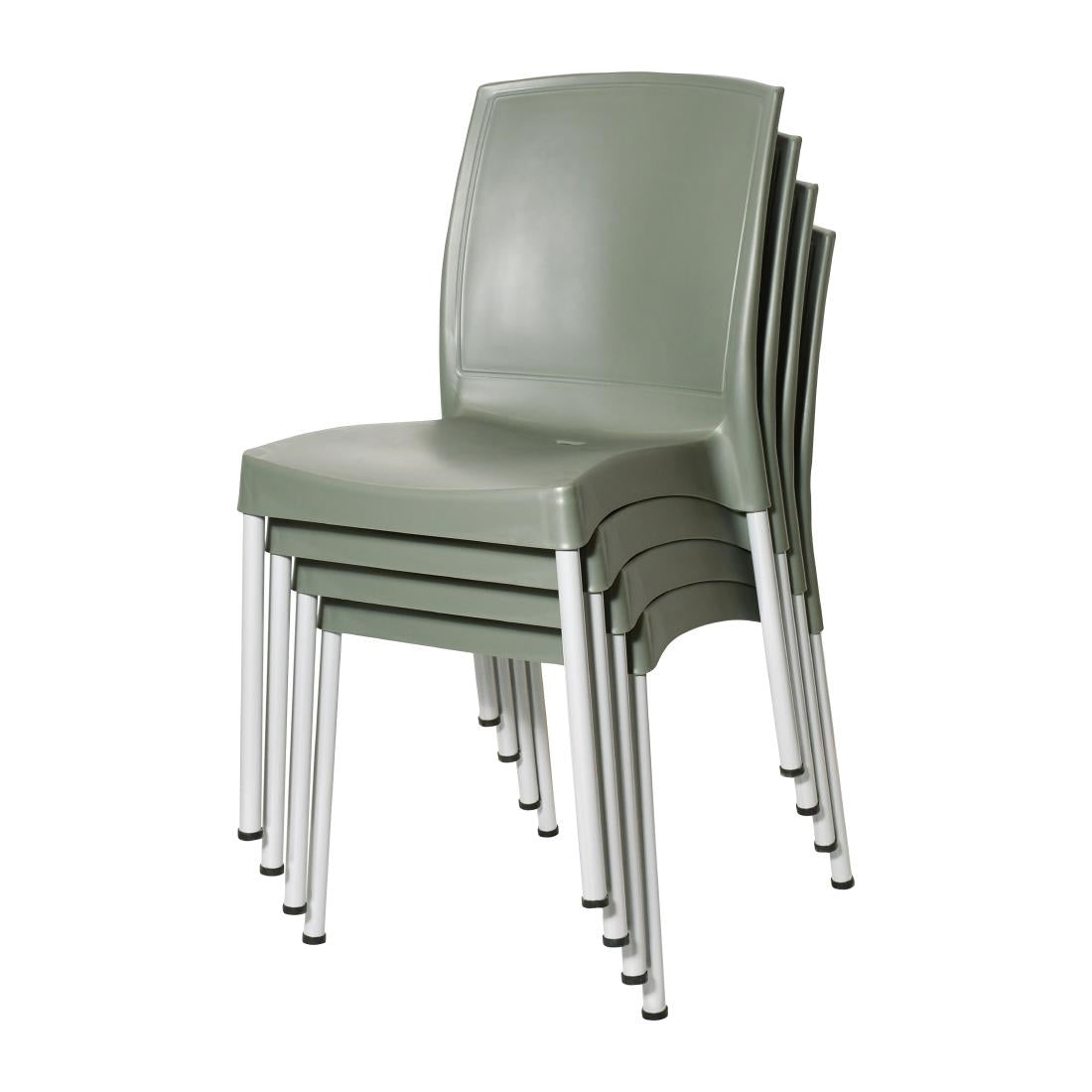 Bolero Elements Polypropylene Plain Side Chairs Olive Green (4 Pack)