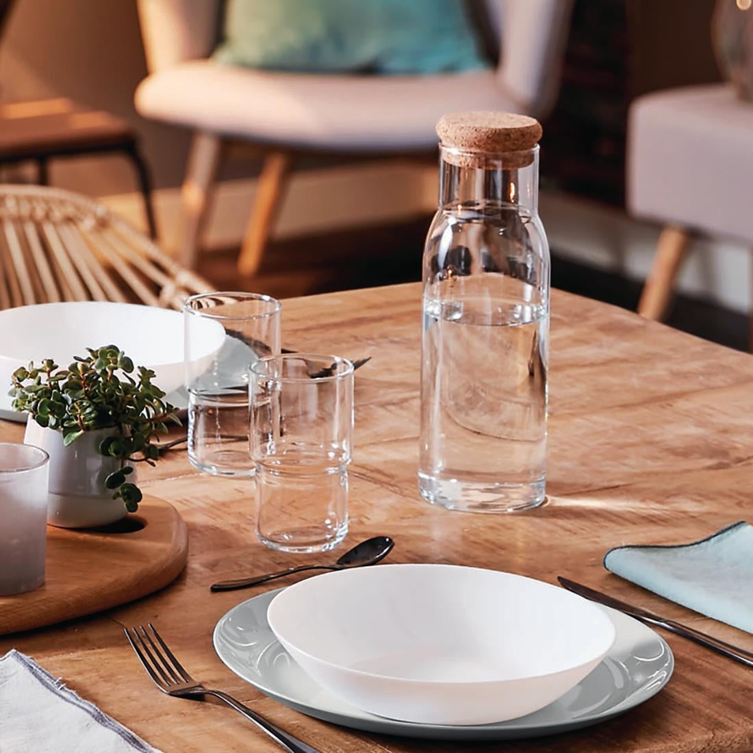 Luminarc Funambule Carafes with Cork Lid 1Ltr (6 Pack)