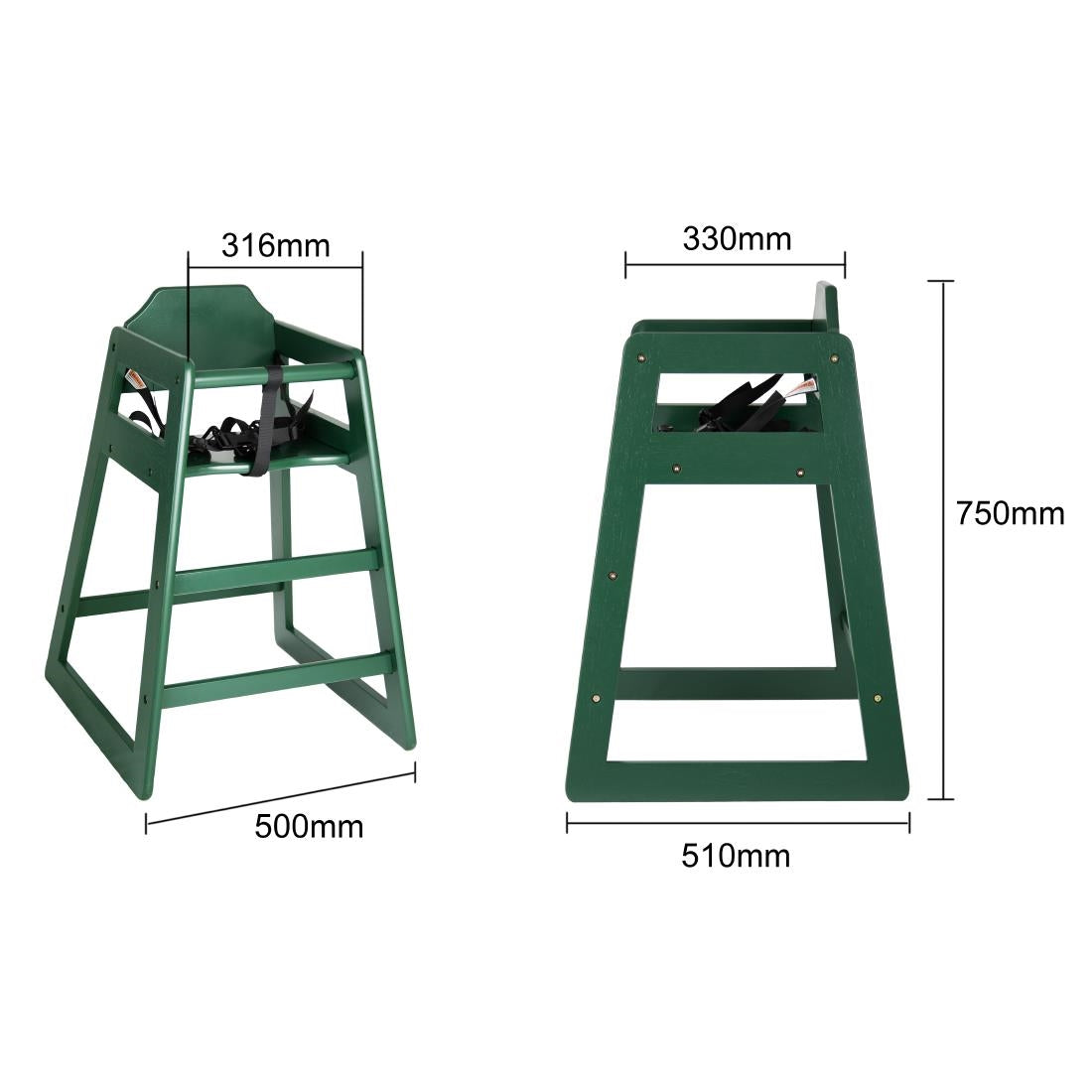 Bolero Wooden Highchair Forest Green