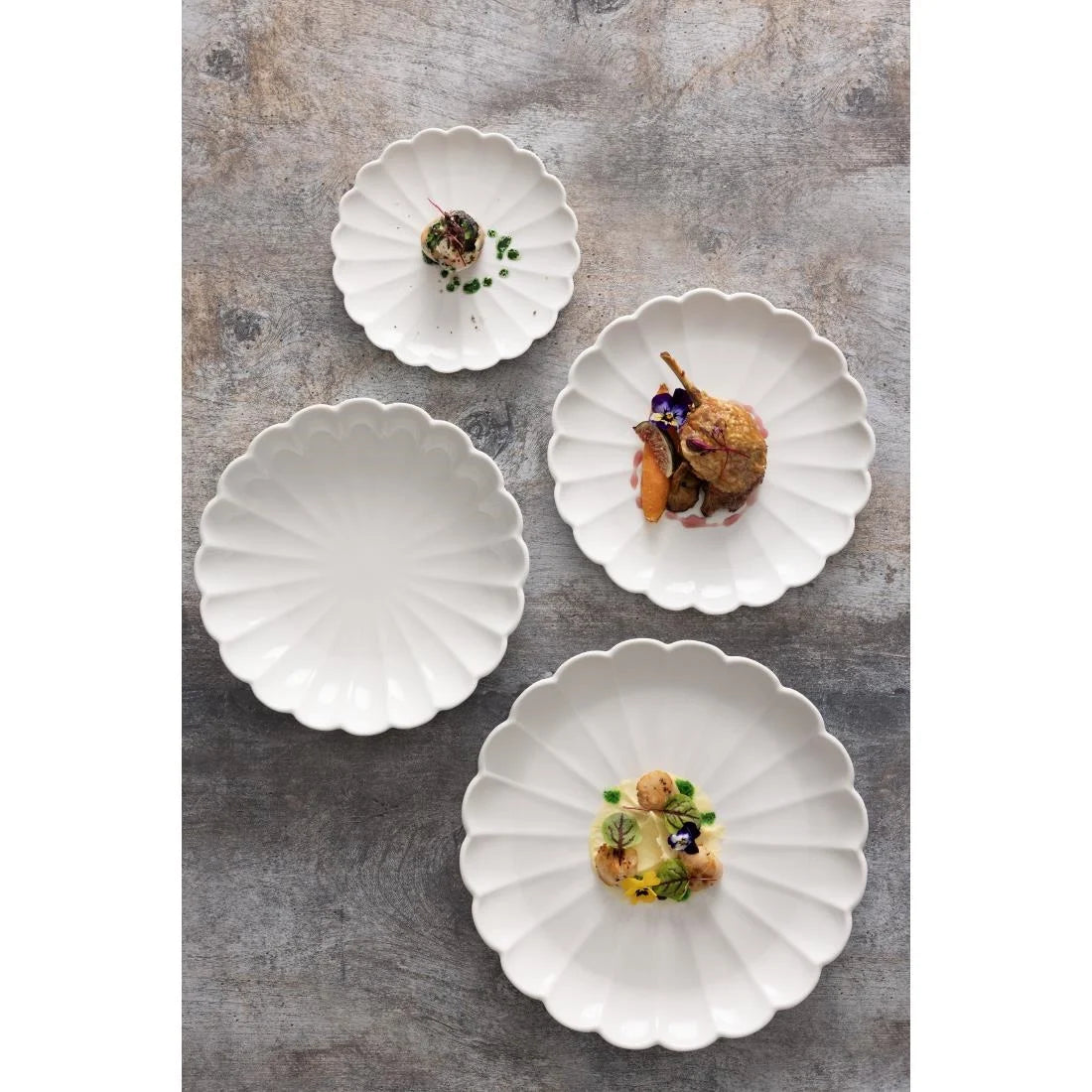 Olympia Bloom Scalloped Plates White 276mm (4 Pack)