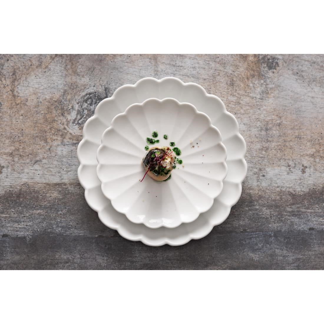 Olympia Bloom Scalloped Plates White 175mm (6 Pack)