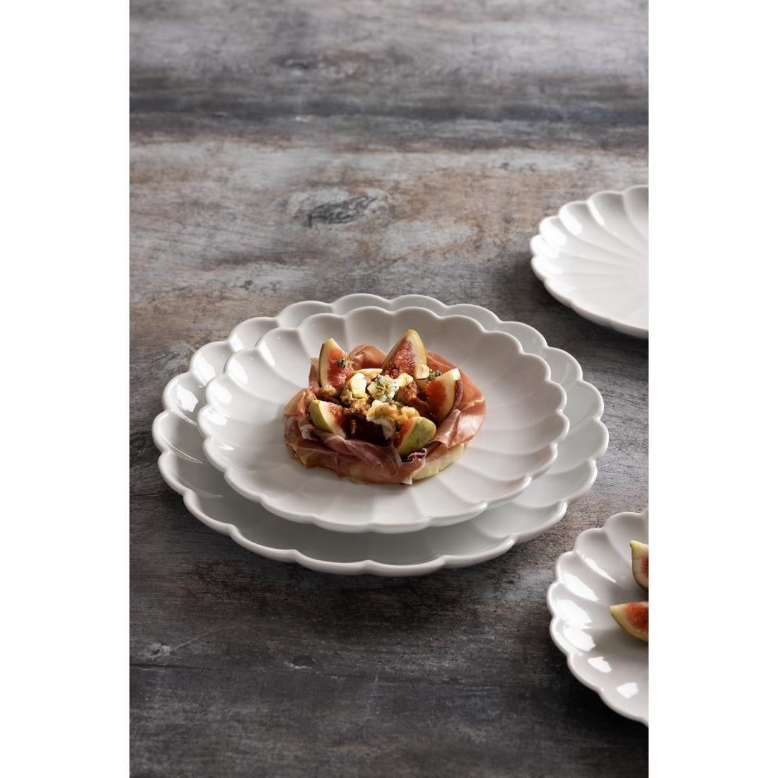 Olympia Bloom Scalloped Bowls White 230mm (6 Pack)