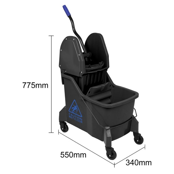 Jantex Two-Compartment Mop Bucket and Wringer Blue 30Ltr