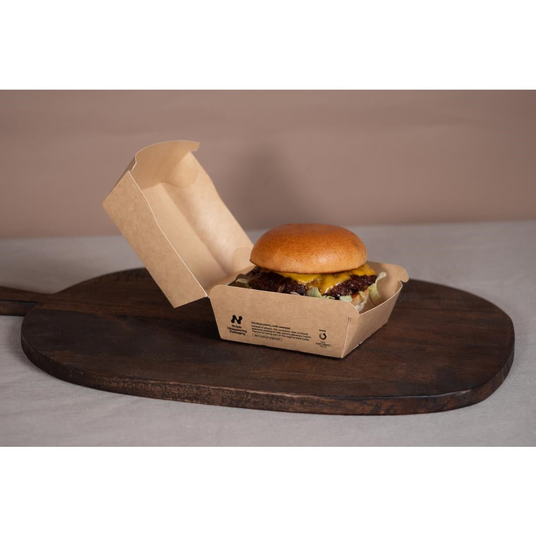 Notpla 6" Clamshell Burger Boxes - Kraft (300 Pack)