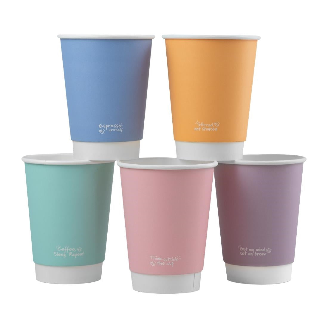 Vegware Feel Good Double Wall Hot Cups Pastel 8oz (500 Pack)