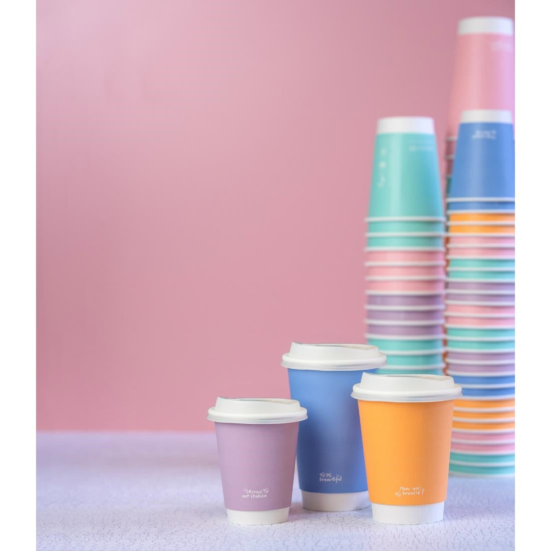 Vegware Feel Good Double Wall Pastel Hot Cups 16oz (400 Pack)