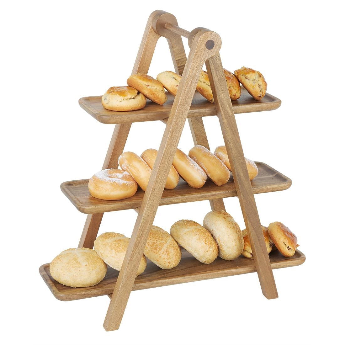 Olympia Acacia Wood 3-Tier Serving Trays with Display Stand