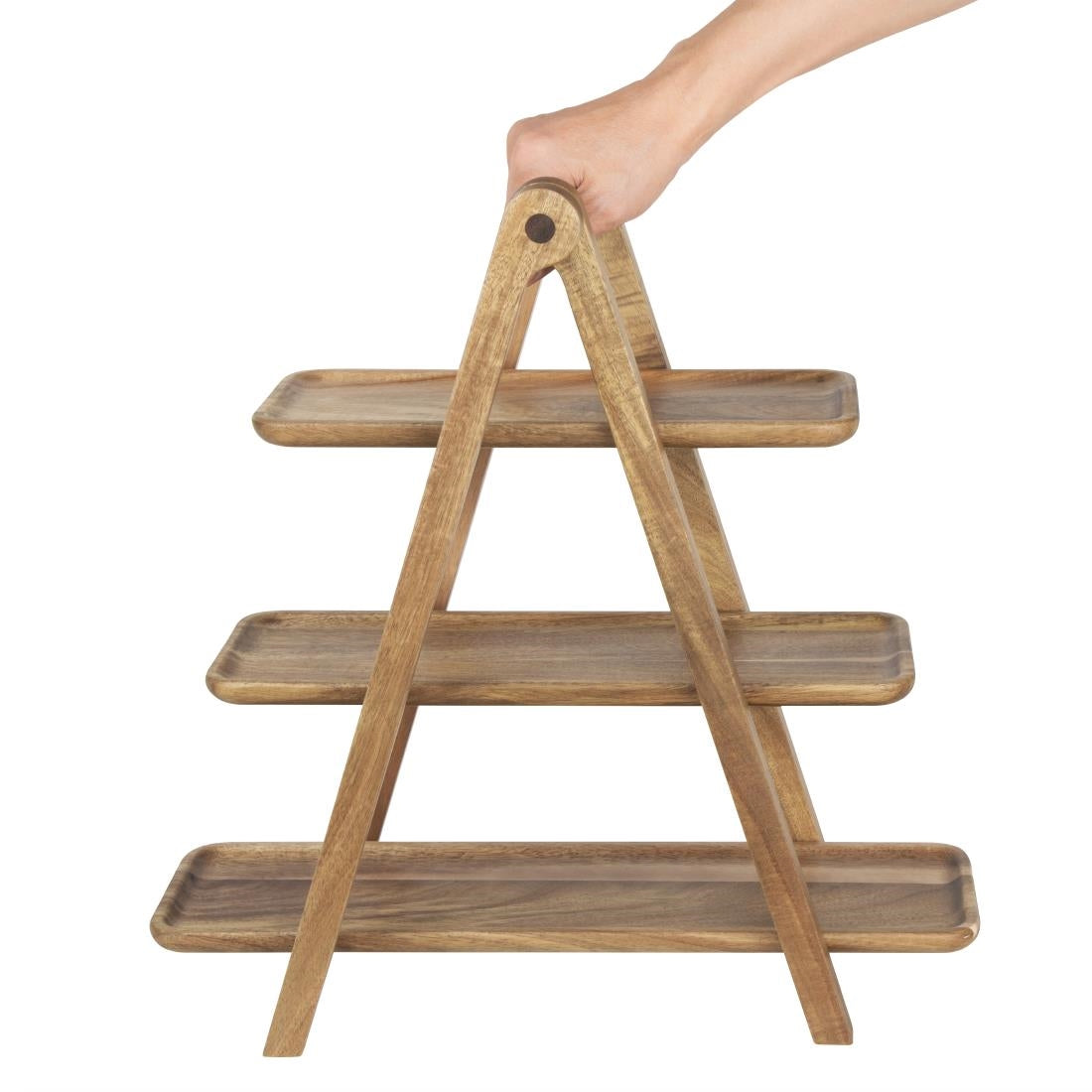Olympia Acacia Wood 3-Tier Serving Trays with Display Stand