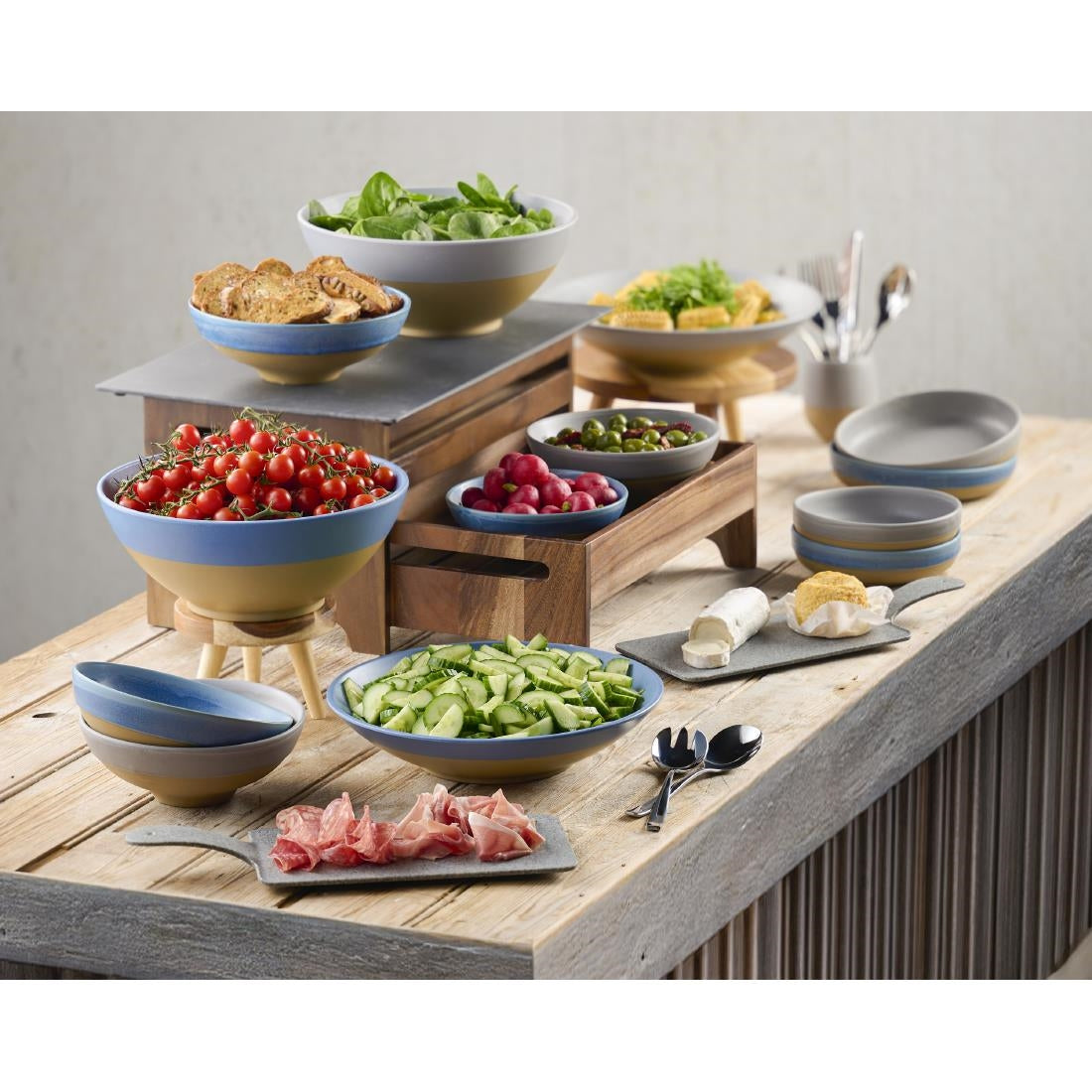 Churchill Emerge Melamine Oslo Blue Deep Serving Bowls 285mm (4 Pack)