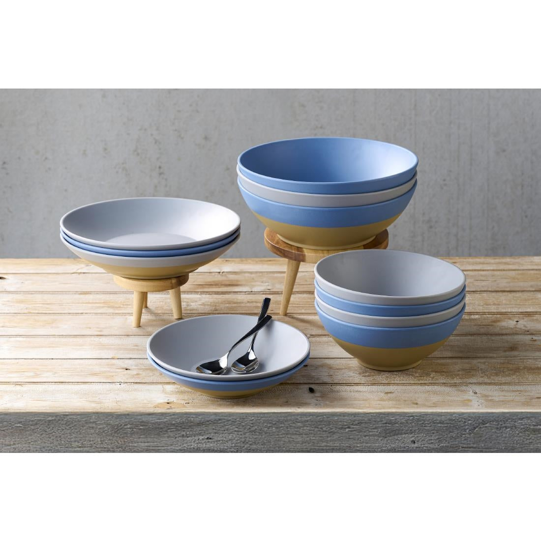Churchill Emerge Melamine Oslo Blue Deep Serving Bowls 285mm (4 Pack)