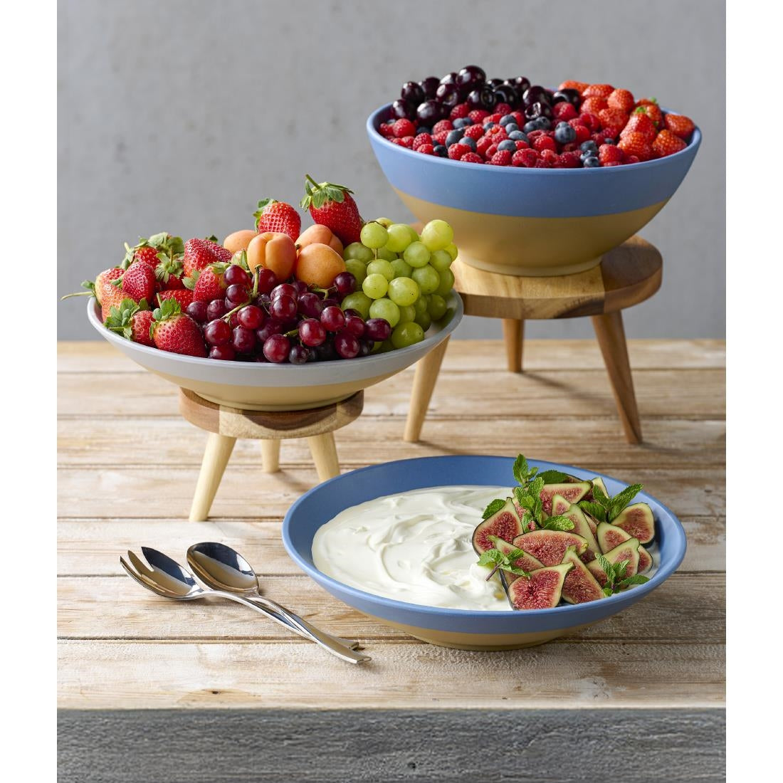 Churchill Emerge Melamine Oslo Blue Deep Serving Bowls 285mm (4 Pack)