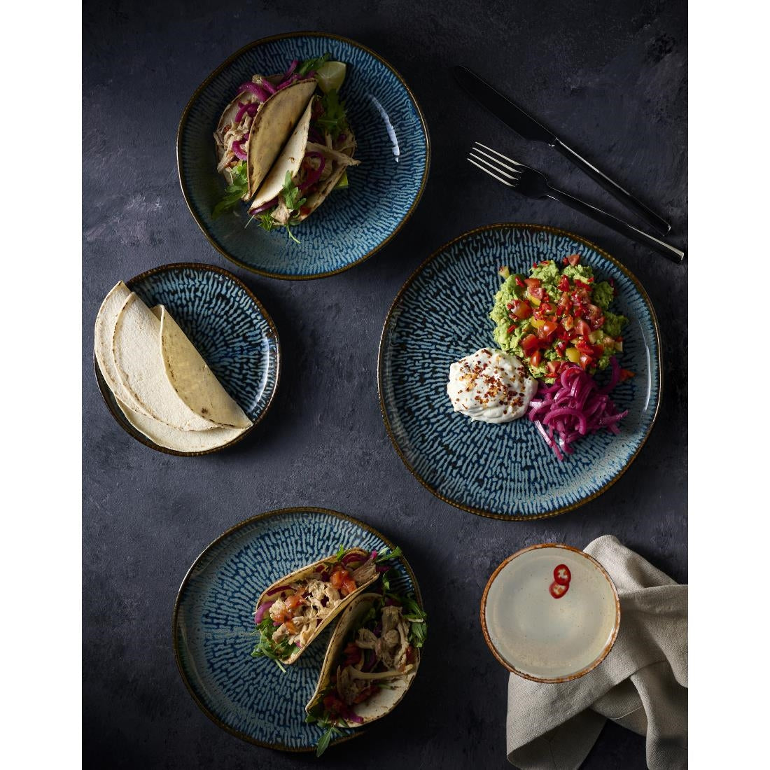 Churchill Envisage Cascade Sapphire Blue Natural Bowls 220mm (6 Pack)