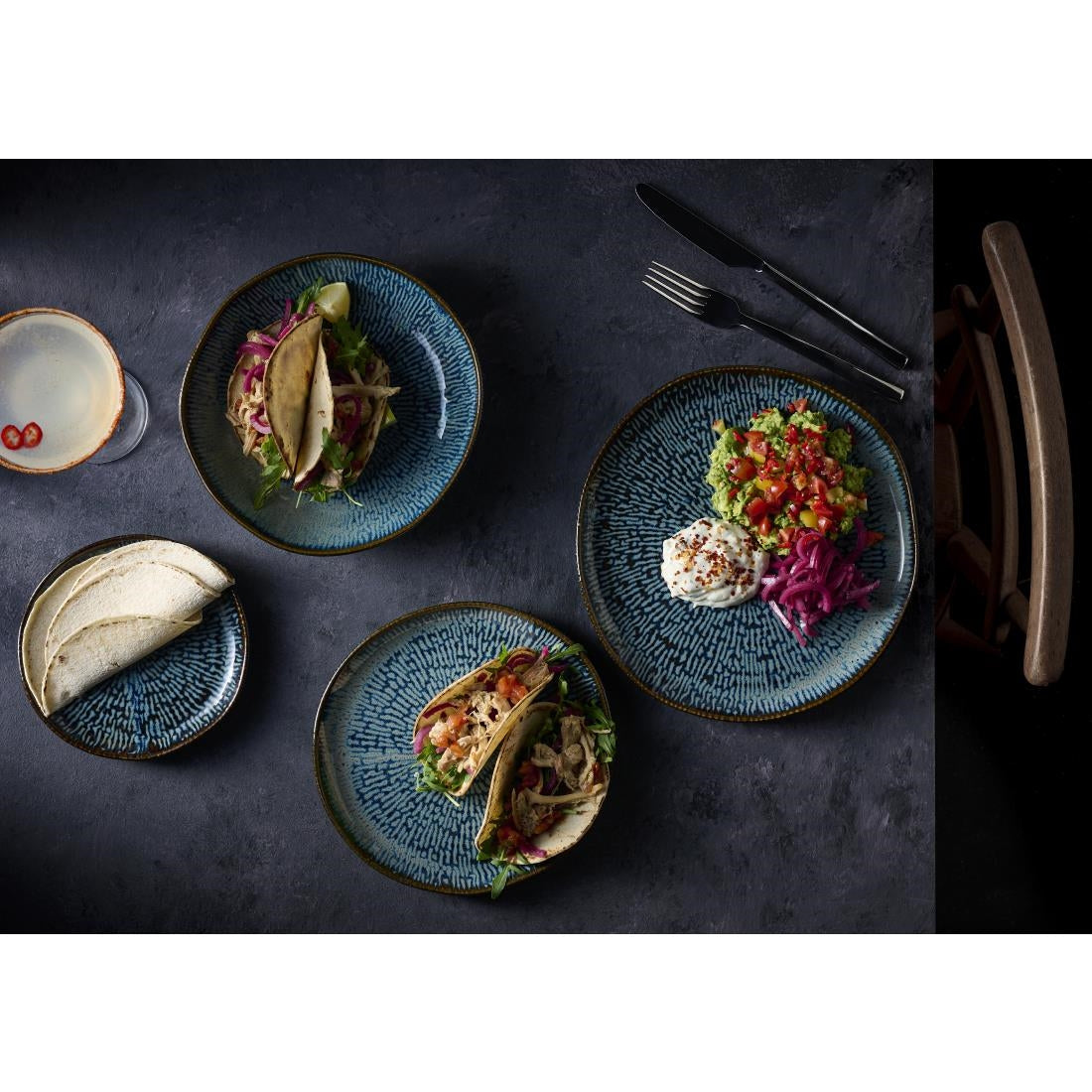 Churchill Envisage Cascade Sapphire Blue Natural Bowls 220mm (6 Pack)