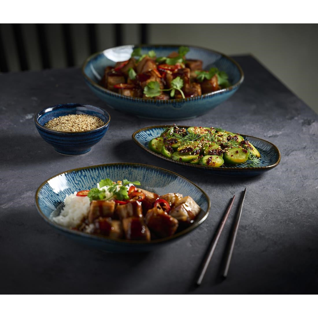 Churchill Envisage Cascade Sapphire Blue Natural Bowls 220mm (6 Pack)