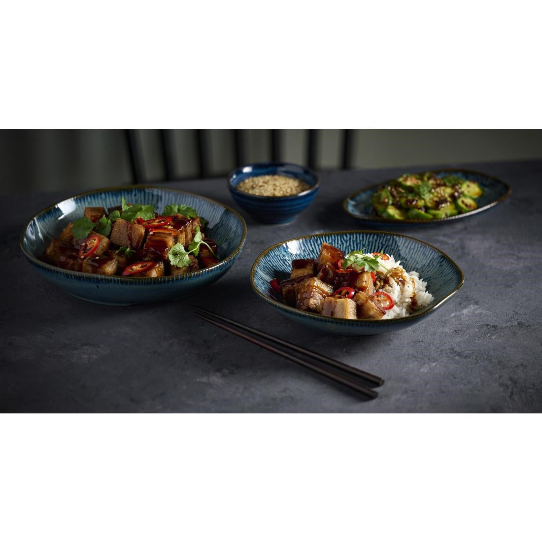 Churchill Envisage Cascade Sapphire Blue Natural Deep Bowls 215mm (6 Pack)