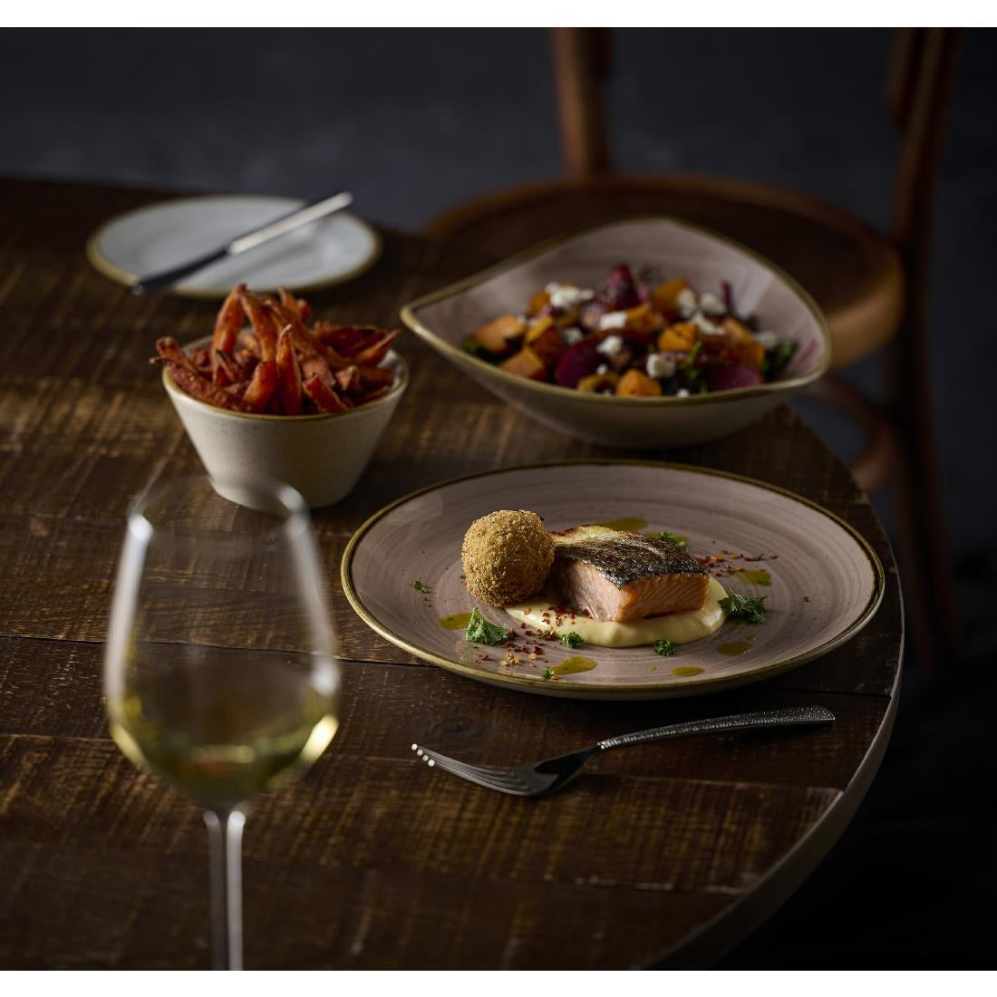 Churchill Stonecast Truffle Chef's Oblong Plates 352x187mm (6 Pack)