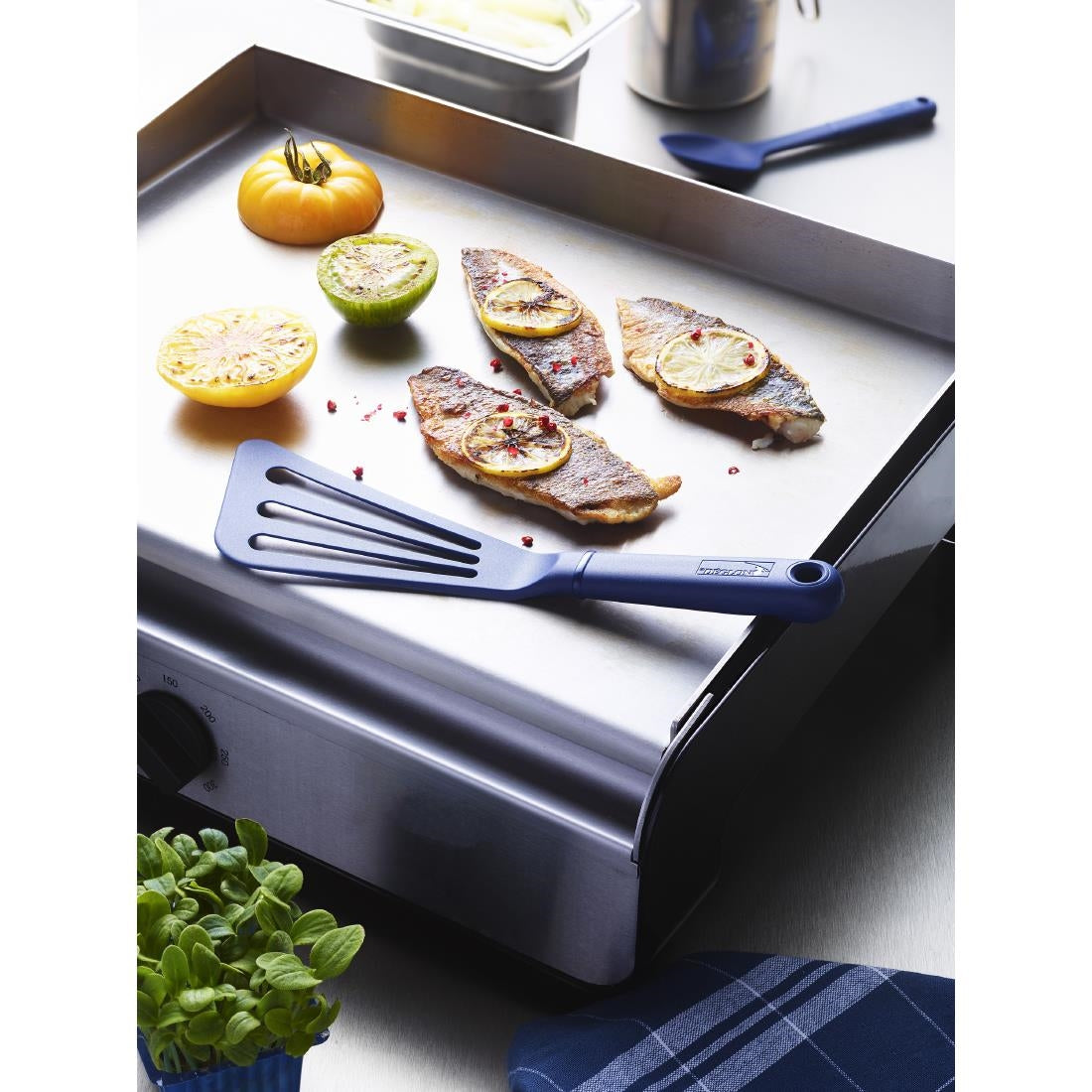 Deglon Blue Flexible Slotted Spatula 280mm