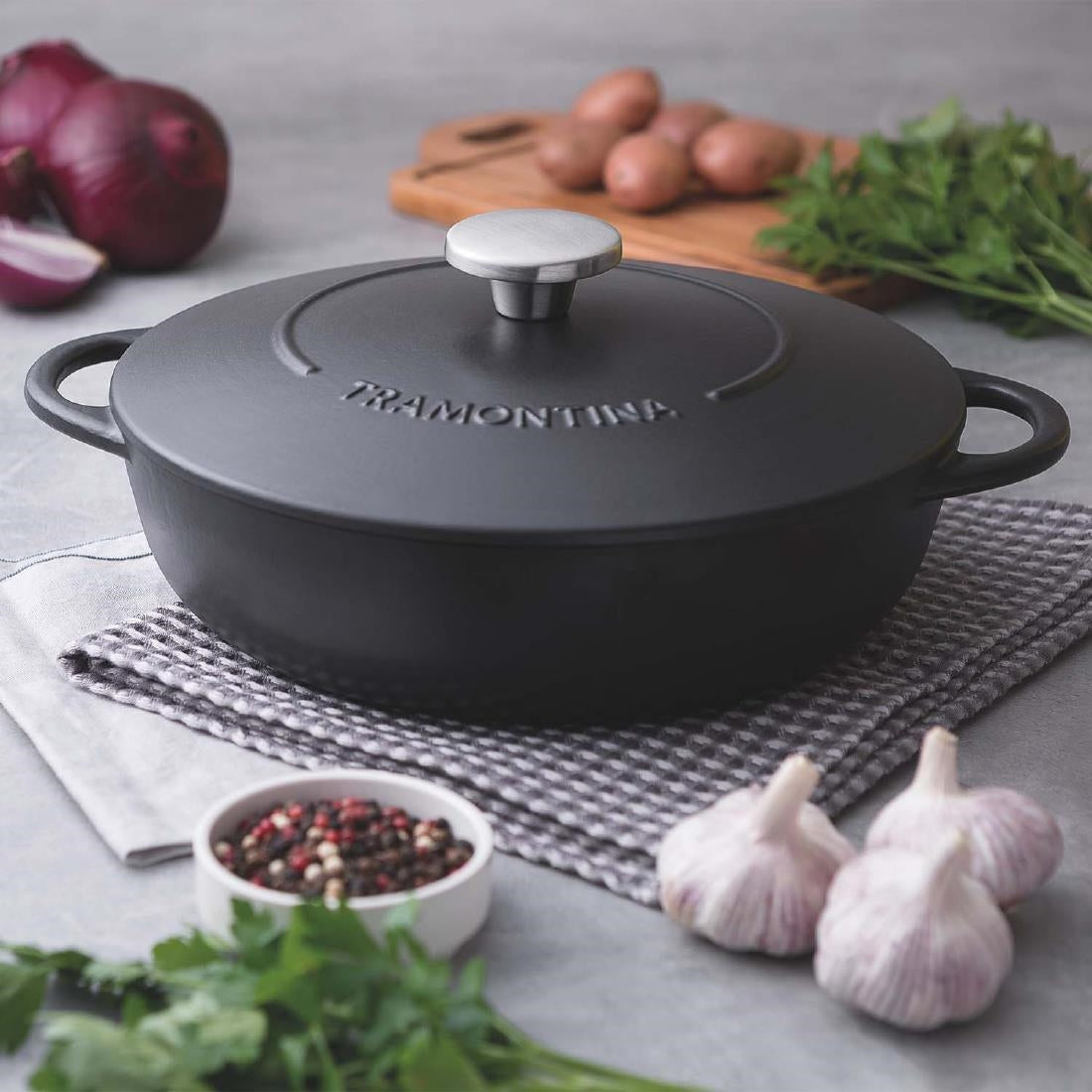 Tramontina Enamel Cast Iron Shallow Casserole Dish 361mm