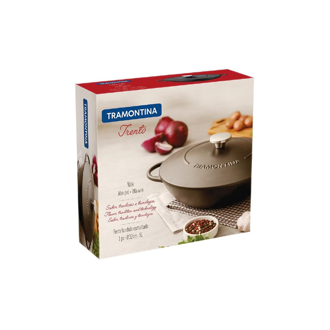 Tramontina Enamel Cast Iron Wok 32cm