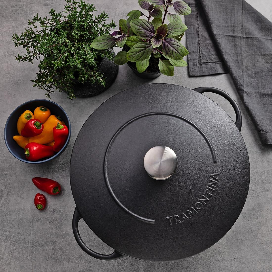 Tramontina Enamel Cast Iron Wok 32cm