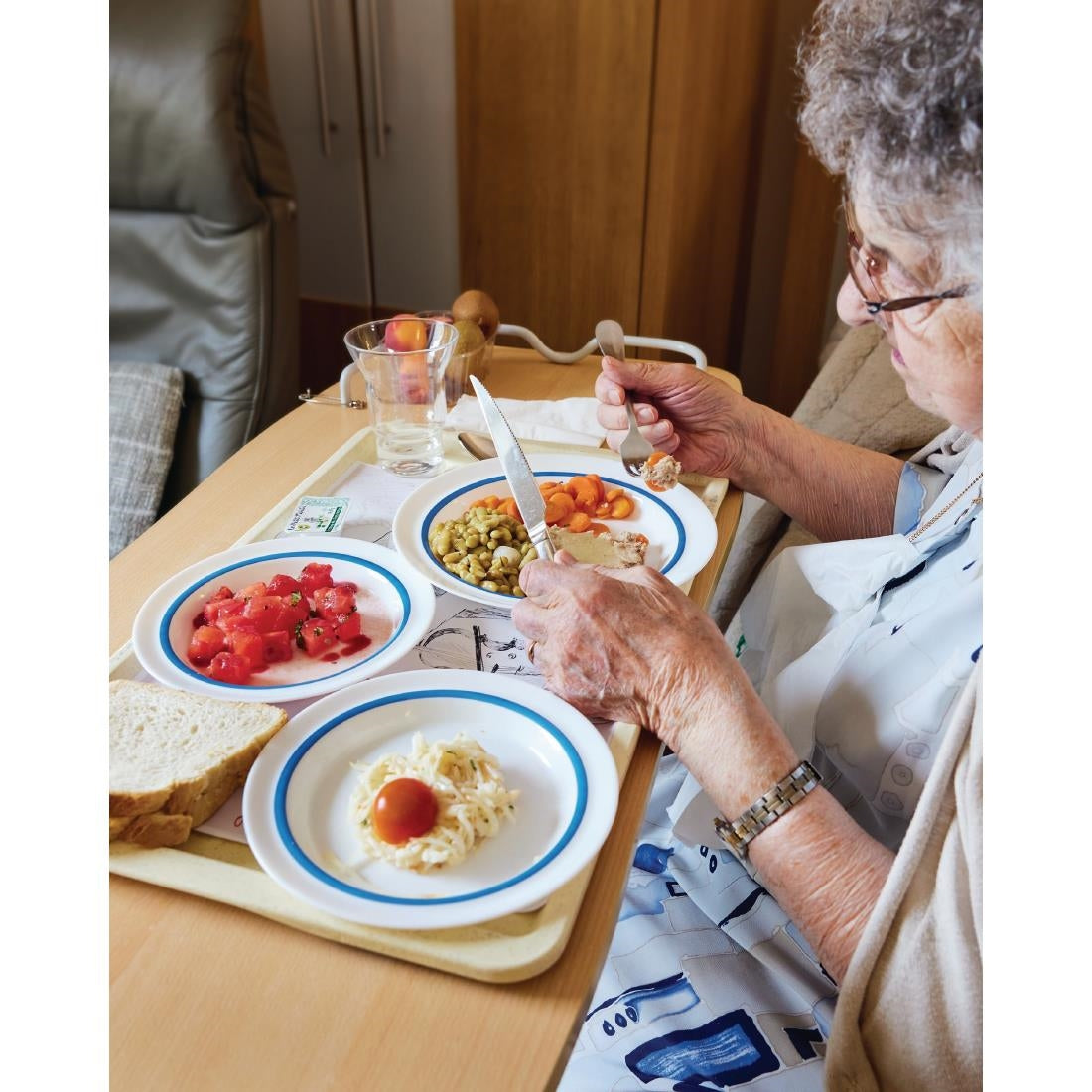 Autonomy Soup Dishes Blue Border 230mm (12 Pack)