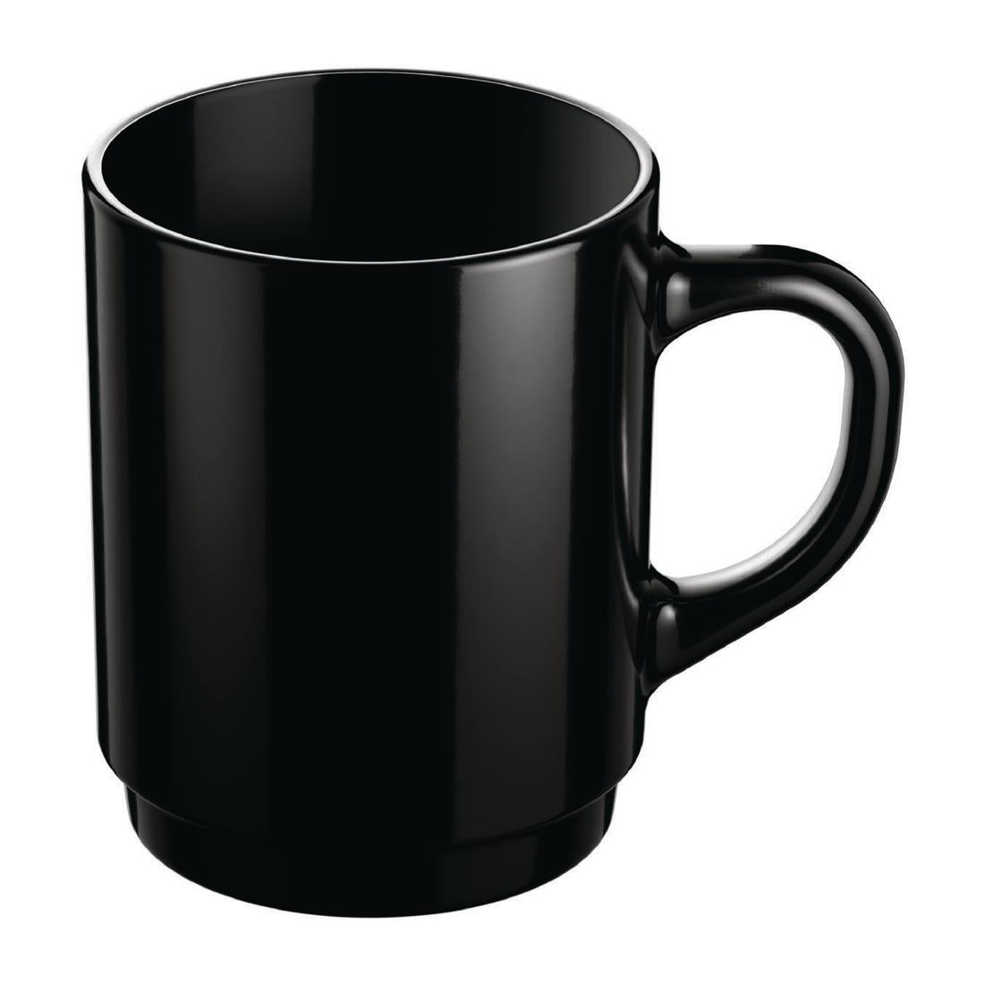 Arcoroc Opal Stackable Mugs Black 250ml (6 Pack)
