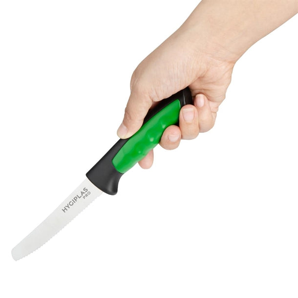 Hygiplas Pro Serrated Tomato Knife Green 10cm