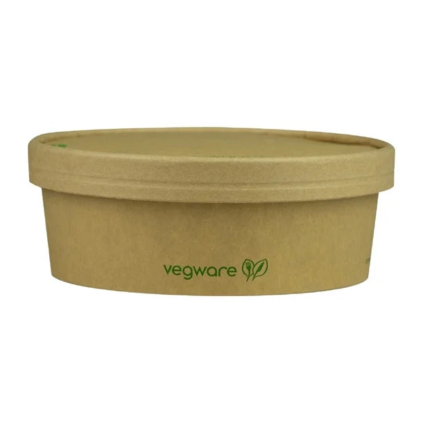 Vegware Round Food Containers Kraft 150-Series 500ml (300 Pack)