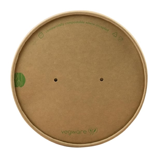 Vegware Round Paper Lid Kraft 150-Series (Pack 300)