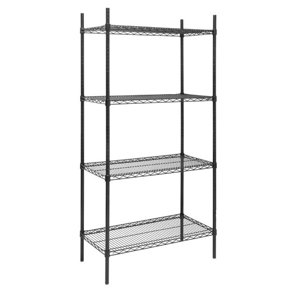 Nisbets Essentials Flat Pack 4 Shelf Unit Black Epoxy Coated 1830x910x460mm
