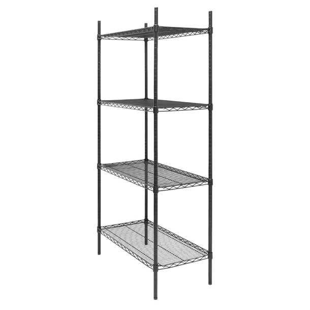 Nisbets Essentials Flat Pack 4 Shelf Unit Black Epoxy Coated 1830x910x460mm