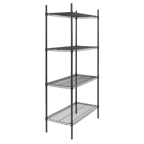 Nisbets Essentials Flat Pack 4 Shelf Unit Black Epoxy Coated 1830x910x460mm