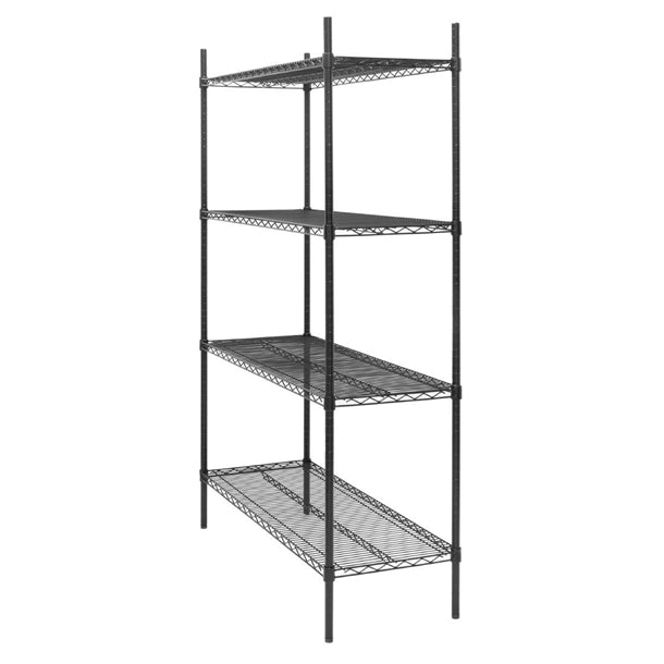 Nisbets Essentials Flat Pack 4 Shelf Unit Black Epoxy Coated 1830x1220x460mm