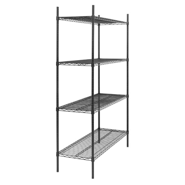 Nisbets Essentials Flat Pack 4 Shelf Unit Black Epoxy Coated 1830x1220x460mm