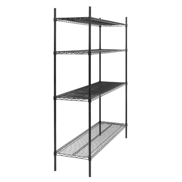 Nisbets Essentials Flat Pack 4 Shelf Unit Black Epoxy Coated 1830x1510x460mm