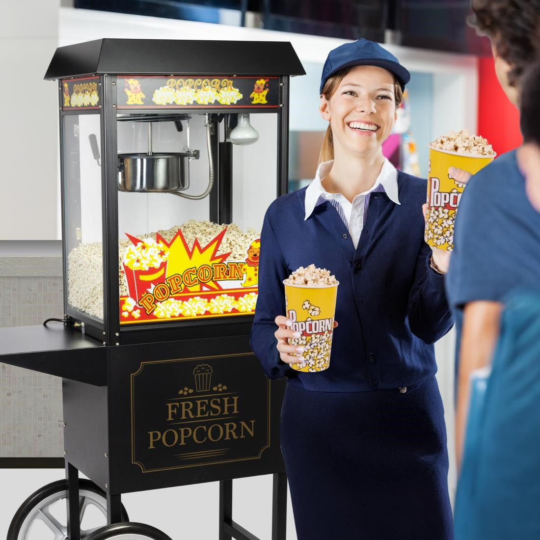 Haxro HX8588 Popcorn Machine and Cart Black