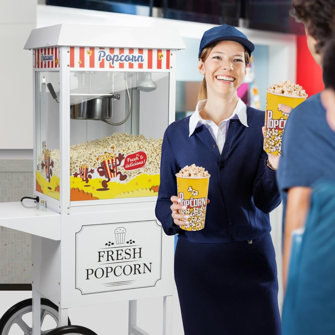 Haxro HX8837 Popcorn Machine and Cart White