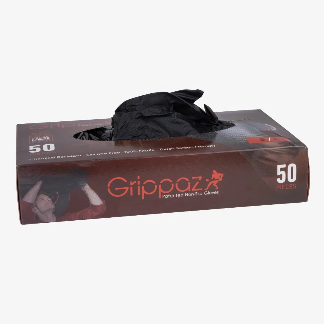Grippaz HD Nitrile Powder-Free Disposable Gloves Black 8/M (50 Pack)