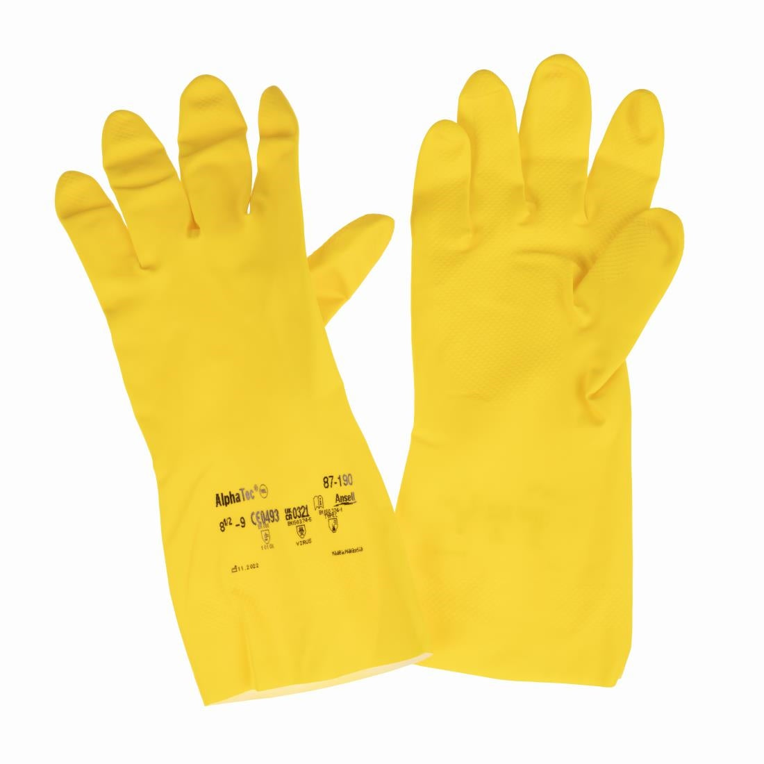 Ansell AlphaTec 87-190 Econohands Rubber Gloves Yellow XL (12 Pack)