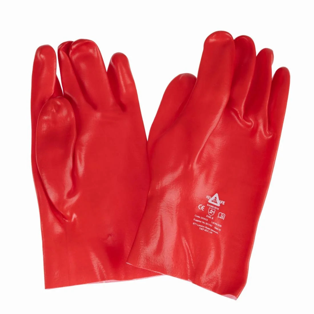 KeepSAFE PVC Coated Gauntlets Red 27cm Size 9 (12 Pack)