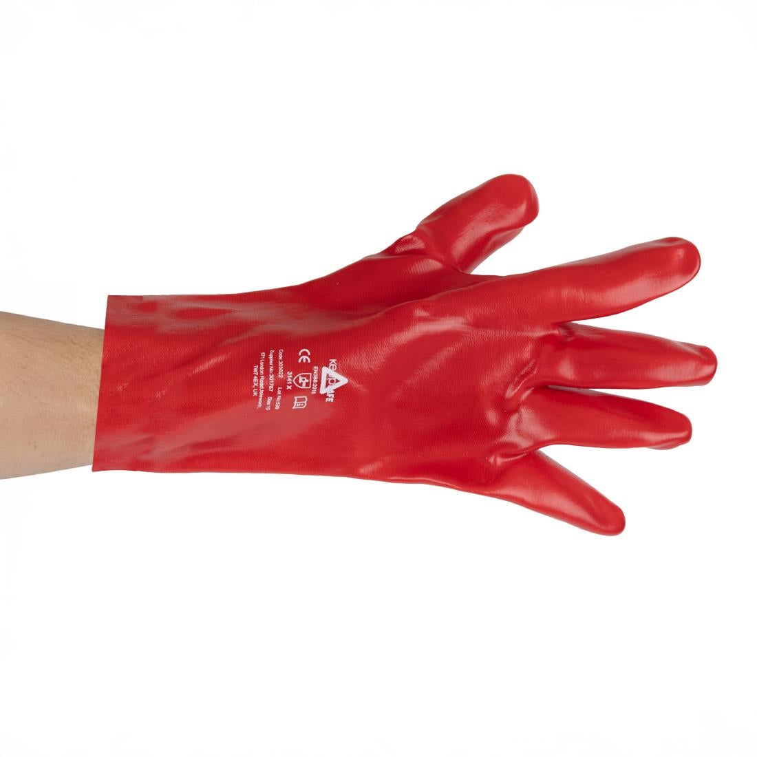 KeepSAFE PVC Coated Gauntlets Red 35cm Size 9 (12 Pack)