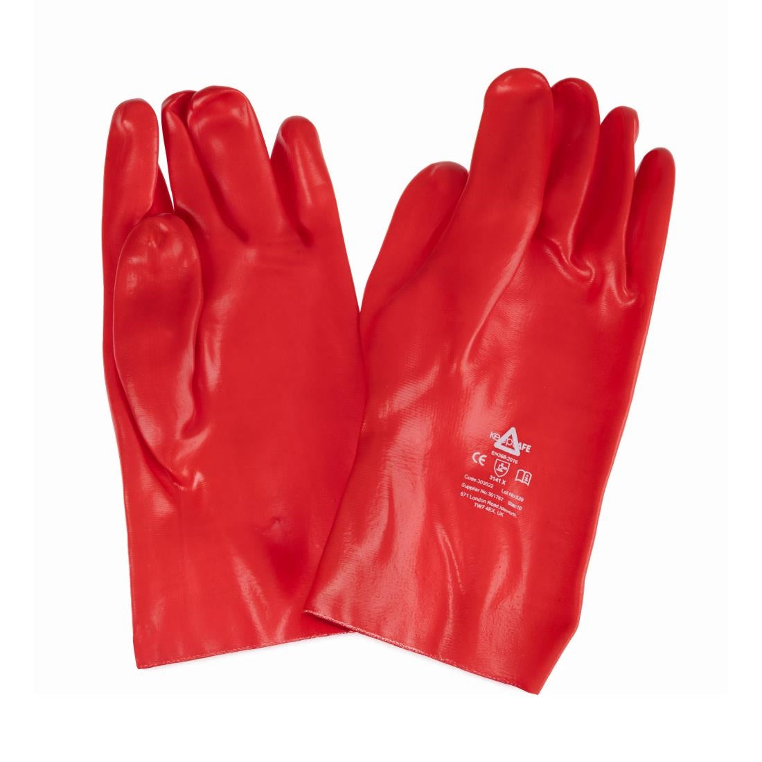 KeepSAFE PVC Coated Gauntlets Red 35cm Size 9 (12 Pack)
