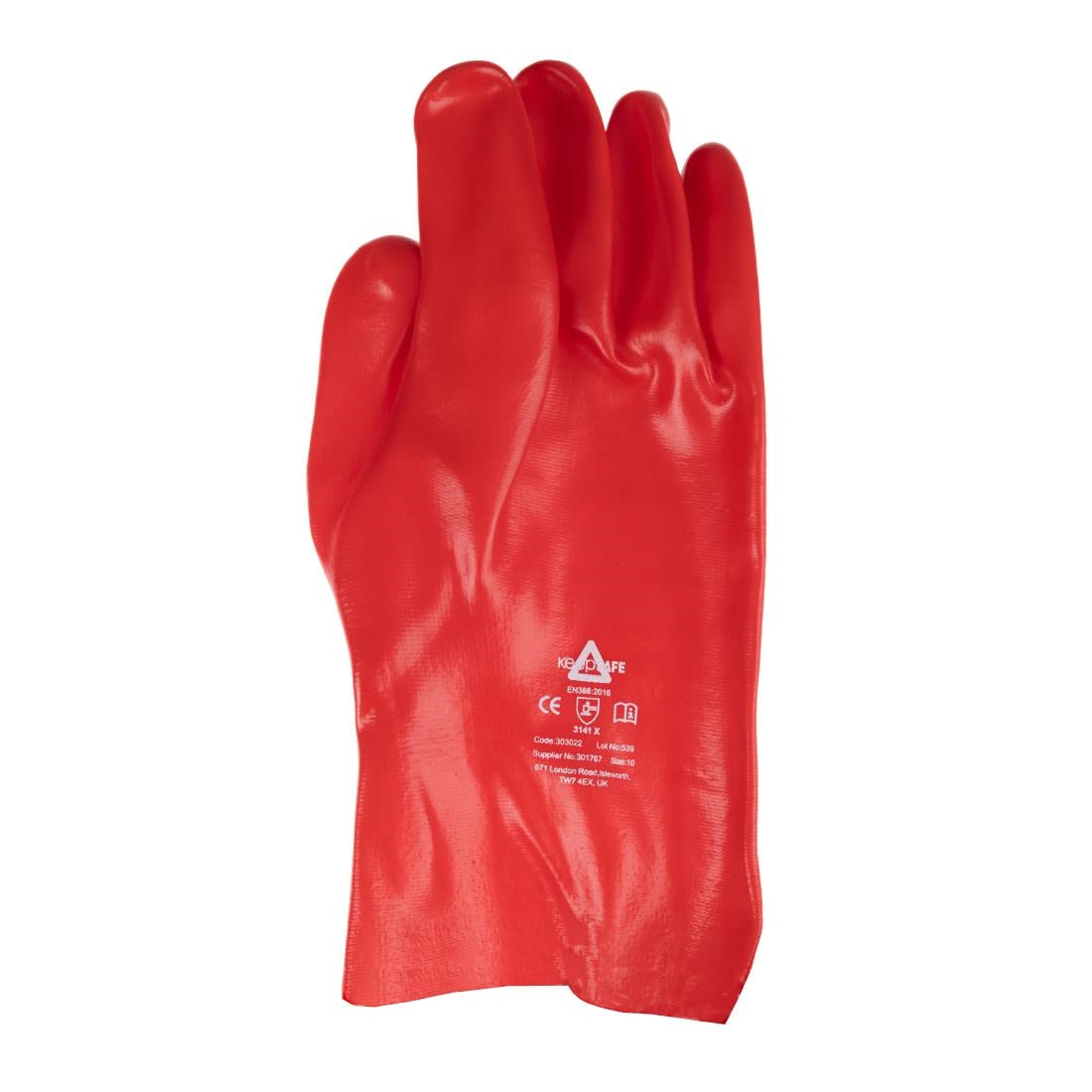 KeepSAFE PVC Coated Gauntlets Red 35cm Size 9 (12 Pack)