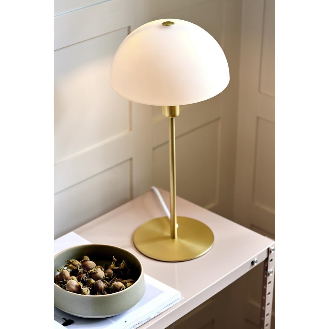 Nordlux Ellen 20 Indoor Table Lamp Brass, Glass Shade