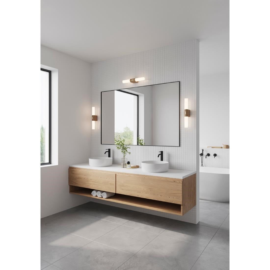 Nordlux Helva Double Basic Indoor Wall Light Wood Foil