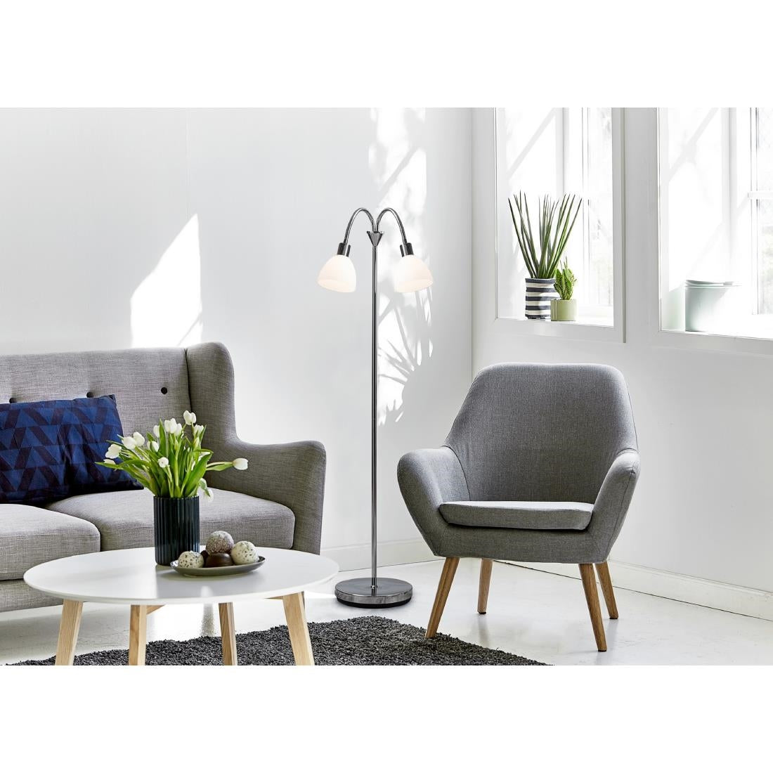 Nordlux Ray Double Floor Lamp Chrome