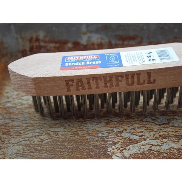 Faithfull Heavy Duty Wire Grill Brush 4 Row