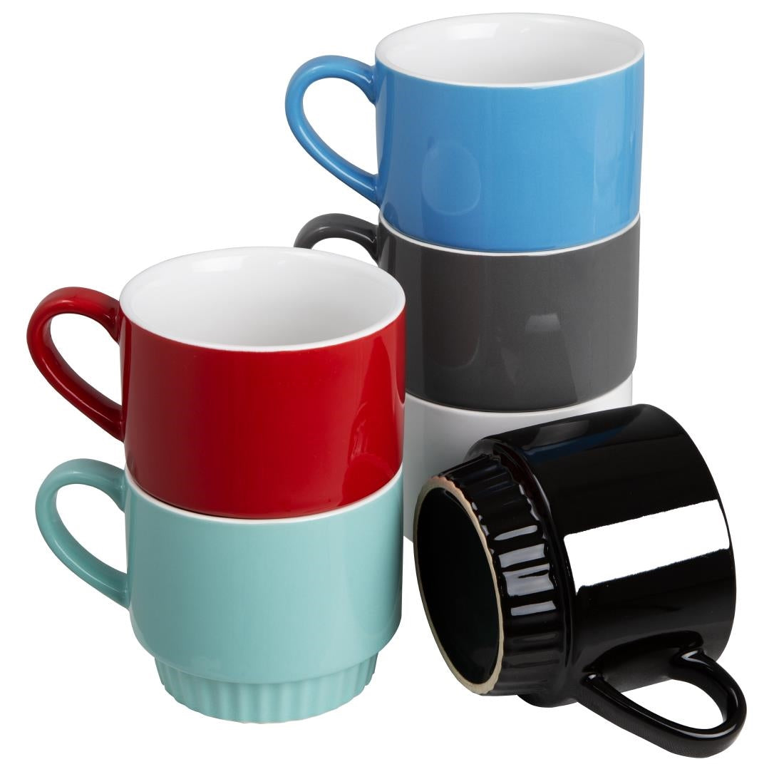 Olympia Café Stacking Mugs White 340ml (6 Pack)